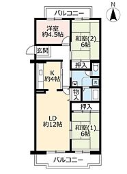 UR都市機構アクティ学園西町748号棟 3LDKの間取図画像