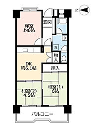 UR都市機構ポートアイランド団地55号棟 2LDKの間取図画像