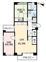 UR都市機構ポートアイランド団地61号棟 2LDKの間取図画像