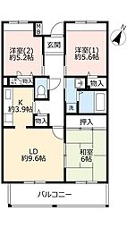 UR都市機構ルゼフィール井吹台4号棟 3LDKの間取図画像