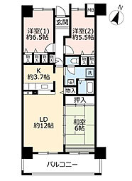 UR都市機構キャナルタウンウエスト4号棟 3LDKの間取図画像