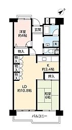 UR都市機構ポートアイランド団地56号棟 2LDKの間取図画像