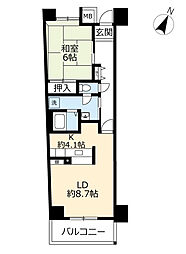 UR都市機構キャナルタウンウエスト4号棟 1LDKの間取図画像