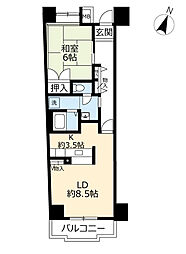 UR都市機構キャナルタウンウエスト4号棟 1LDKの間取図画像