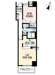 UR都市機構キャナルタウンウエスト4号棟 1LDKの間取図画像