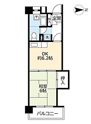 UR都市機構ポートアイランド団地55号棟 1DKの間取図画像