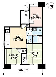 UR都市機構グリーンヒルズ六甲3号棟 3DKの間取図画像