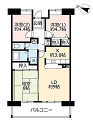 UR都市機構グリーンヒルズ六甲3号棟 3LDKの間取図画像