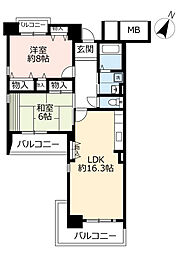 UR都市機構キャナルタウンウエスト4号棟 2LDKの間取図画像