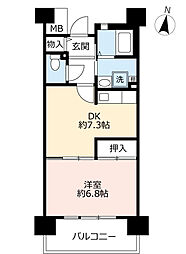 UR都市機構サンラフレ明石15棟 1DKの間取図画像