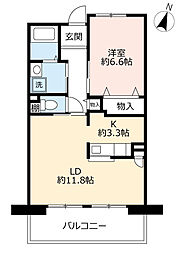 UR都市機構パークタウン西武庫20号棟 1LDKの間取図画像
