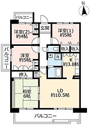 UR都市機構アルビス寺本4号棟 4LDKの間取図画像