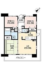 UR都市機構パークタウン西武庫9号棟 3LDKの間取図画像