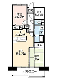 UR都市機構酉島リバーサイドヒルなぎさ街16号棟 2LDKの間取図画像