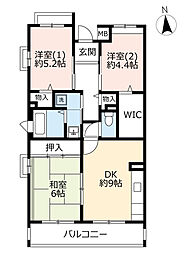 UR都市機構フレール宝塚御殿山8号棟 3DKの間取図画像