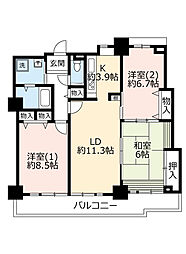 UR都市機構酉島リバーサイドヒルなぎさ街20号棟 3LDKの間取図画像