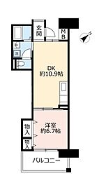 UR都市機構アーベイン中之島西2号棟 1DKの間取図画像