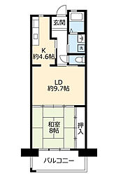 UR都市機構酉島リバーサイドヒルなぎさ街16号棟 1LDKの間取図画像