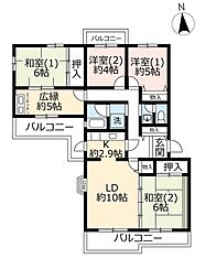 UR都市機構あかしあ台ハイツ4号棟 4LDKの間取図画像