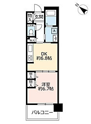UR都市機構サンラフレ出来島12号棟 1DKの間取図画像