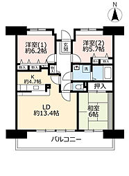 UR都市機構西宮マリナパークシティ丘のある街4番館 3LDKの間取図画像