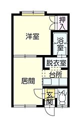ツインハープ 1LDKの間取図画像