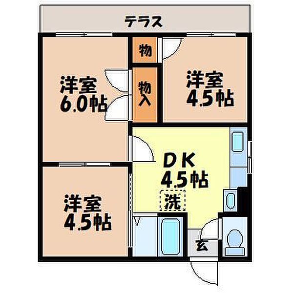 フォーリーフ大宮（大宮町） 101｜長崎県長崎市大宮町(賃貸アパート3DK・1階・38.00㎡)の写真 その2