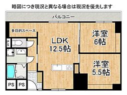 日商岩井京橋ハイツ 2SLDKの間取図画像
