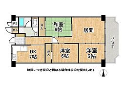 ローレルハイツ北天満2号棟西棟 4DKの間取図画像