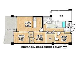 京橋南コーポ2号棟 3LDKの間取図画像