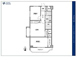 集成第2マンション 2LDKの間取図画像