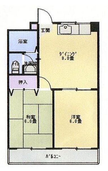 広島県福山市引野町５丁目(賃貸マンション2DK・6階・43.00㎡)の写真 その3