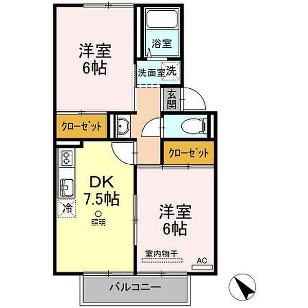 岡山県笠岡市西大島(賃貸アパート2DK・2階・46.09㎡)の写真 その3