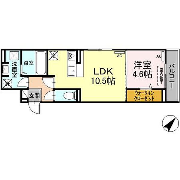 広島県福山市多治米町４丁目(賃貸アパート1LDK・1階・40.65㎡)の写真 その3