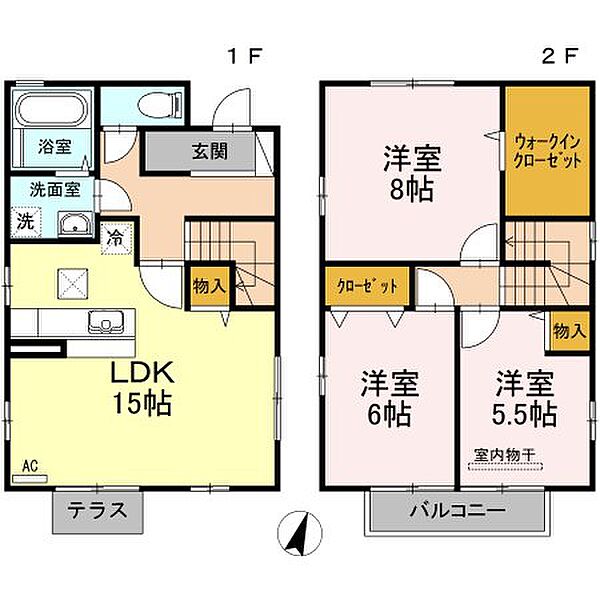 広島県福山市西深津町２丁目(賃貸一戸建3LDK・2階・89.43㎡)の写真 その3