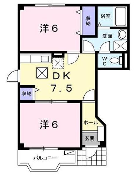 広島県福山市東川口町４丁目(賃貸アパート2DK・1階・44.34㎡)の写真 その4