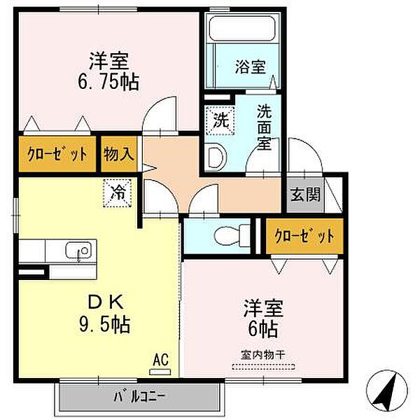 広島県福山市引野町３丁目(賃貸アパート2DK・2階・55.44㎡)の写真 その3