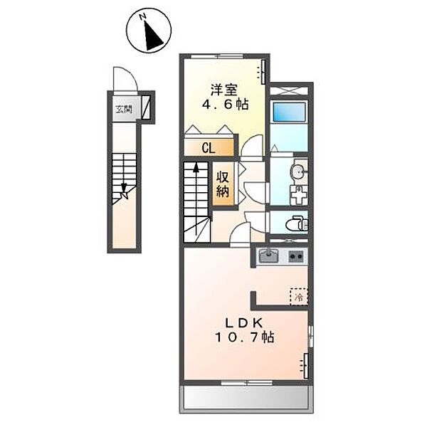 ベリティス ｜広島県福山市川口町１丁目(賃貸アパート1LDK・2階・43.90㎡)の写真 その3