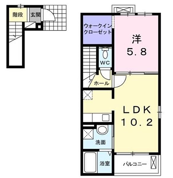 広島県福山市蔵王町５丁目(賃貸アパート1LDK・2階・43.80㎡)の写真 その4