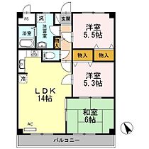 広島県福山市多治米町５丁目（賃貸マンション3LDK・2階・63.94㎡） その2