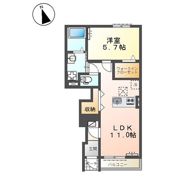 仮）シェルルロココモダン曙 ｜広島県福山市曙町６丁目(賃貸アパート1LDK・1階・43.23㎡)の写真 その4