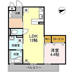JR山陽本線 東福山駅 徒歩33分の賃貸アパート 3階1LDKの間取り