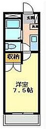 JR福塩線 横尾駅 徒歩18分の賃貸アパート 1階1Kの間取り