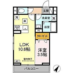 JR山陽本線 福山駅 4.2kmの賃貸アパート 1階1LDKの間取り