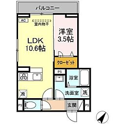 JR山陽本線 福山駅 4.2kmの賃貸アパート 3階1LDKの間取り