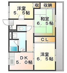 JR福塩線 万能倉駅 徒歩5分の賃貸マンション 1階3DKの間取り