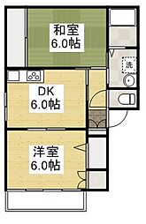 JR山陽本線 福山駅 徒歩23分の賃貸アパート 1階2DKの間取り