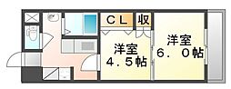 JR福塩線 道上駅 徒歩26分の賃貸マンション 2階1DKの間取り