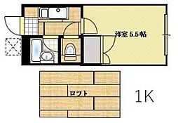 プラザドゥオーロラA棟 1Kの間取図画像