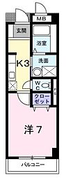JR山陽本線 東福山駅 徒歩22分の賃貸マンション 1階1Kの間取り